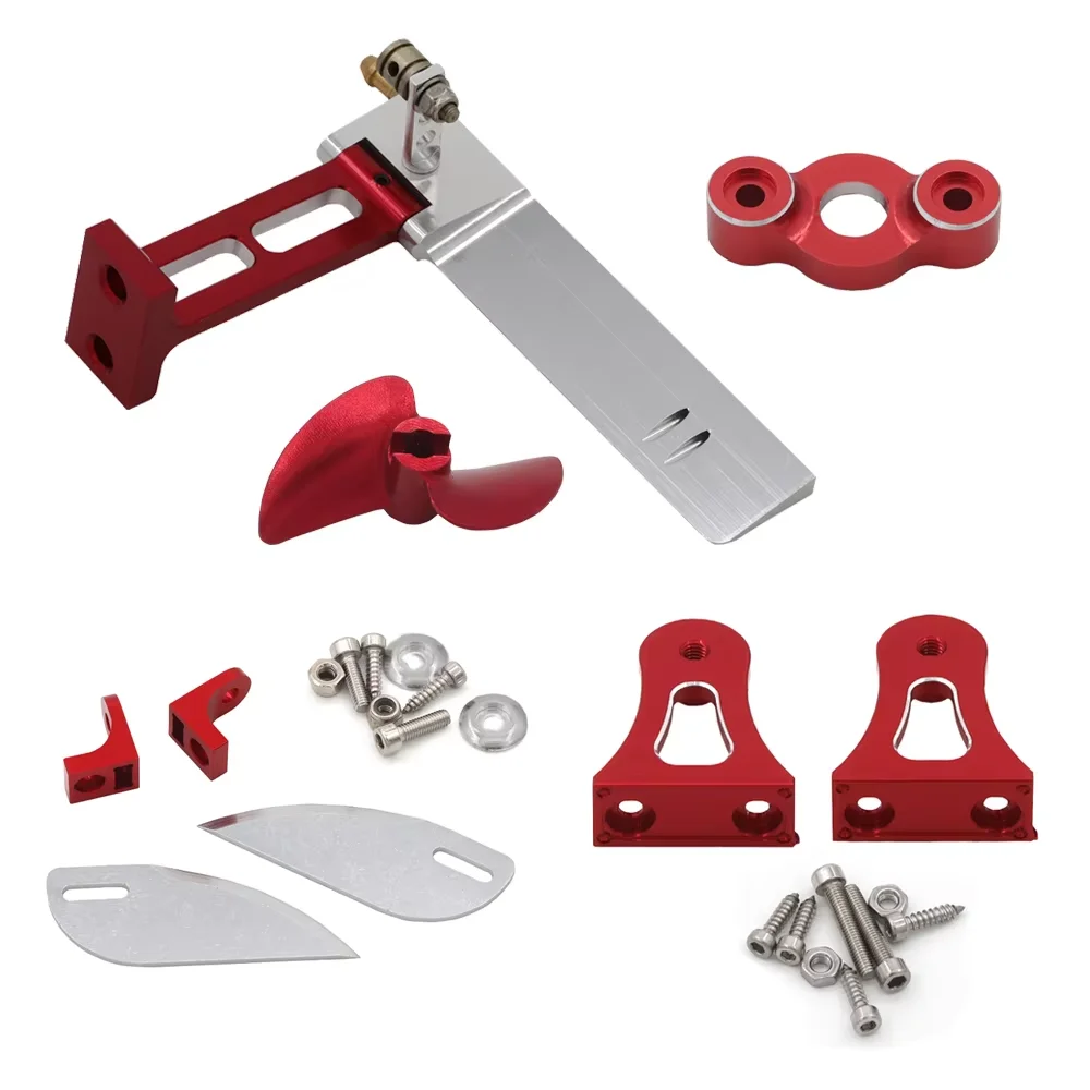 Leme de direção de metal cnc e abas de guarnição, eixo de hélice, aletas de giro, peças sobressalentes para udi903/udi005/udirc rc, acessórios de atualização de barco