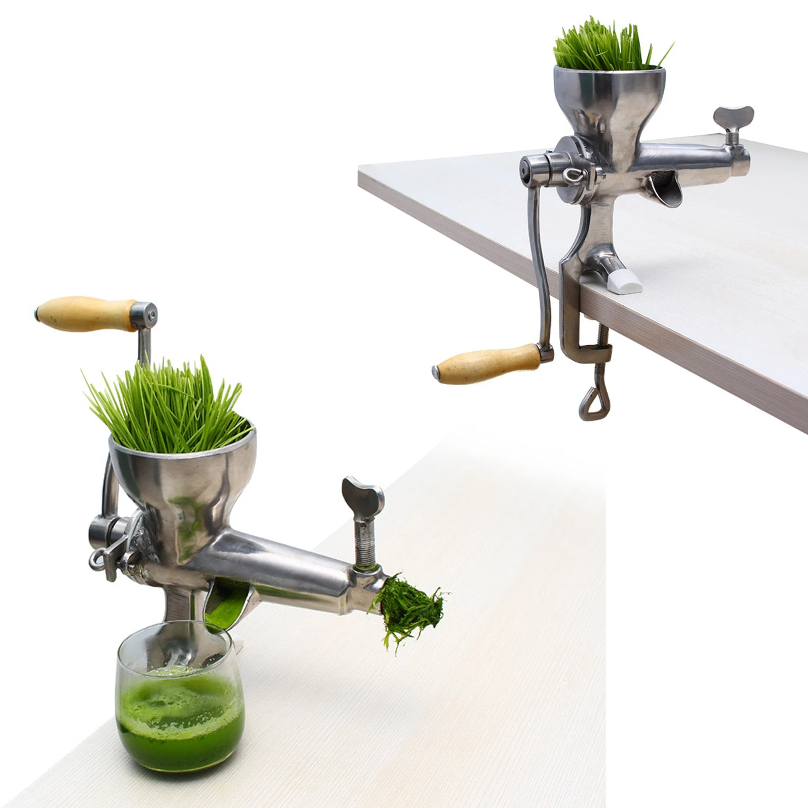

Stainless Steel Manual Wheatgrass Juicer Hand Fruit Vegetables Squeezer for Juicing Celery Kale Spinach Parsley Pomegranate Grap