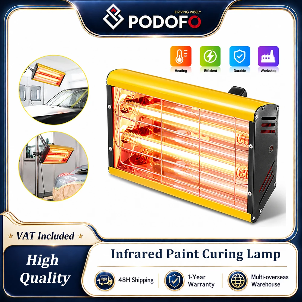 Podofo 2000W 220V Infrarot-Lacktrocknerlampe, tragbare Kurzwellen-Infrarot-Heizlampe für die Karosseriereparatur, Lacktrockner, Kurzwellen-Infrarot-Heizlampe, Lacktrocknerlampe, Lackheizgerät für die