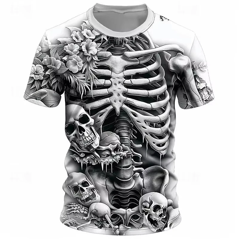 Newest Men Clothing 3D Printed Skull Halloween Party Wear Men T-Shirt Tops Men Casual Hip Hop T-shirt Men Oversized Short Sleeve