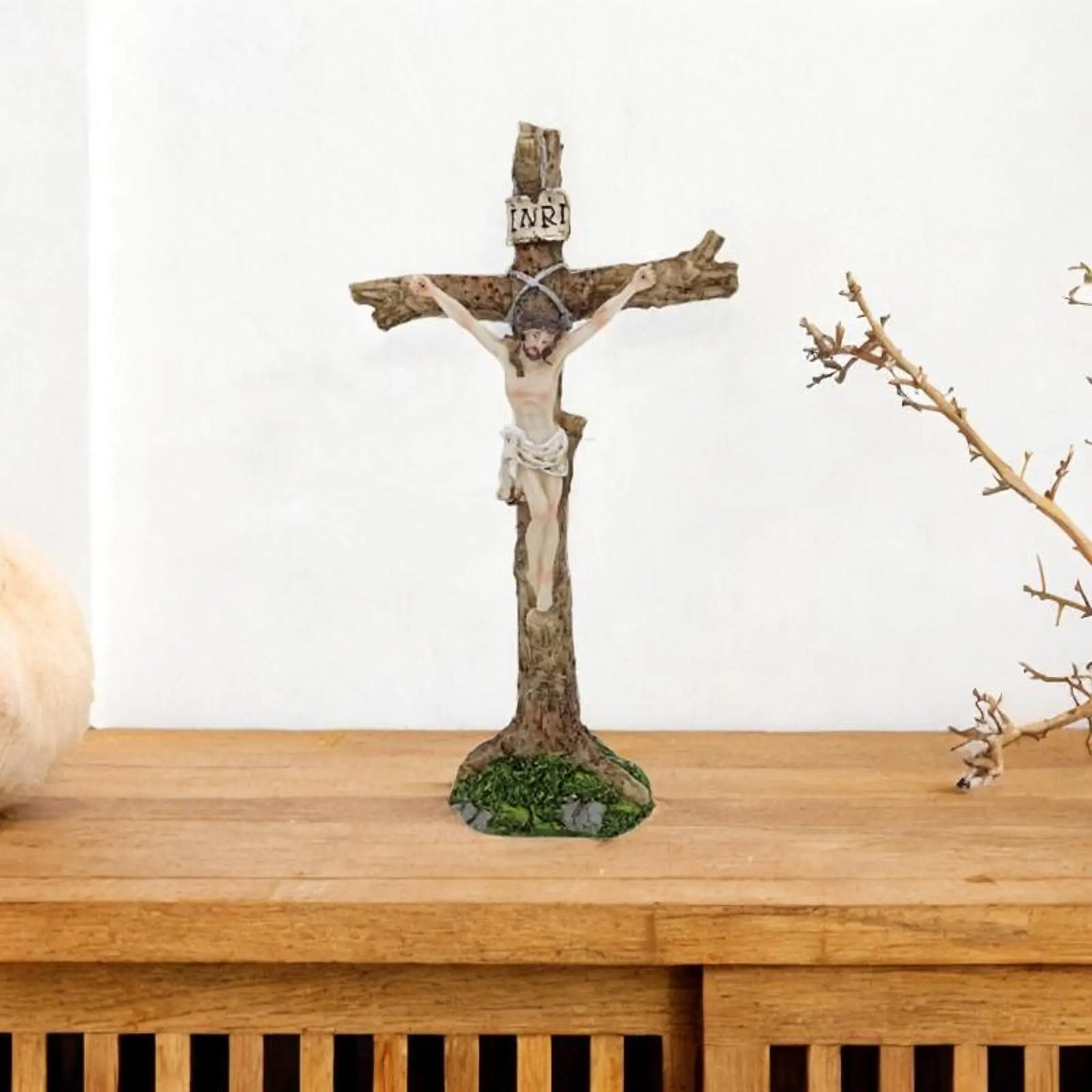 

Standing Crucifix Sculpture Easter Decor for Cabinet Desktop Living Room
