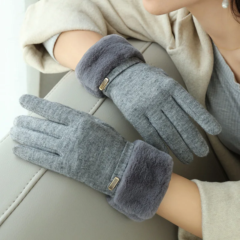 AliExpress DANJIU New Women Winter Warm Touch Screen Plus Velvet Thicken Plush Wrist Gloves Elegant Female Soft Cycling Drive Not Bloated