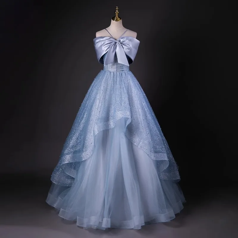 Vestido de noite de um ombro de casamento 2025 novo estilo high end banquete socialite temperamento exame de arte anfitrião vestido de reunião anual