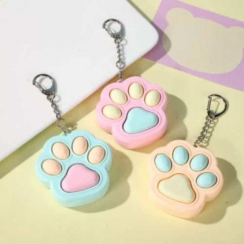 Cute Cat Paw Relax Button Keycap, Kawaii 5-Key Keyboard Fidget Toy for Friends Gift, Portable Fidget Keychain Fashion Bag Charm