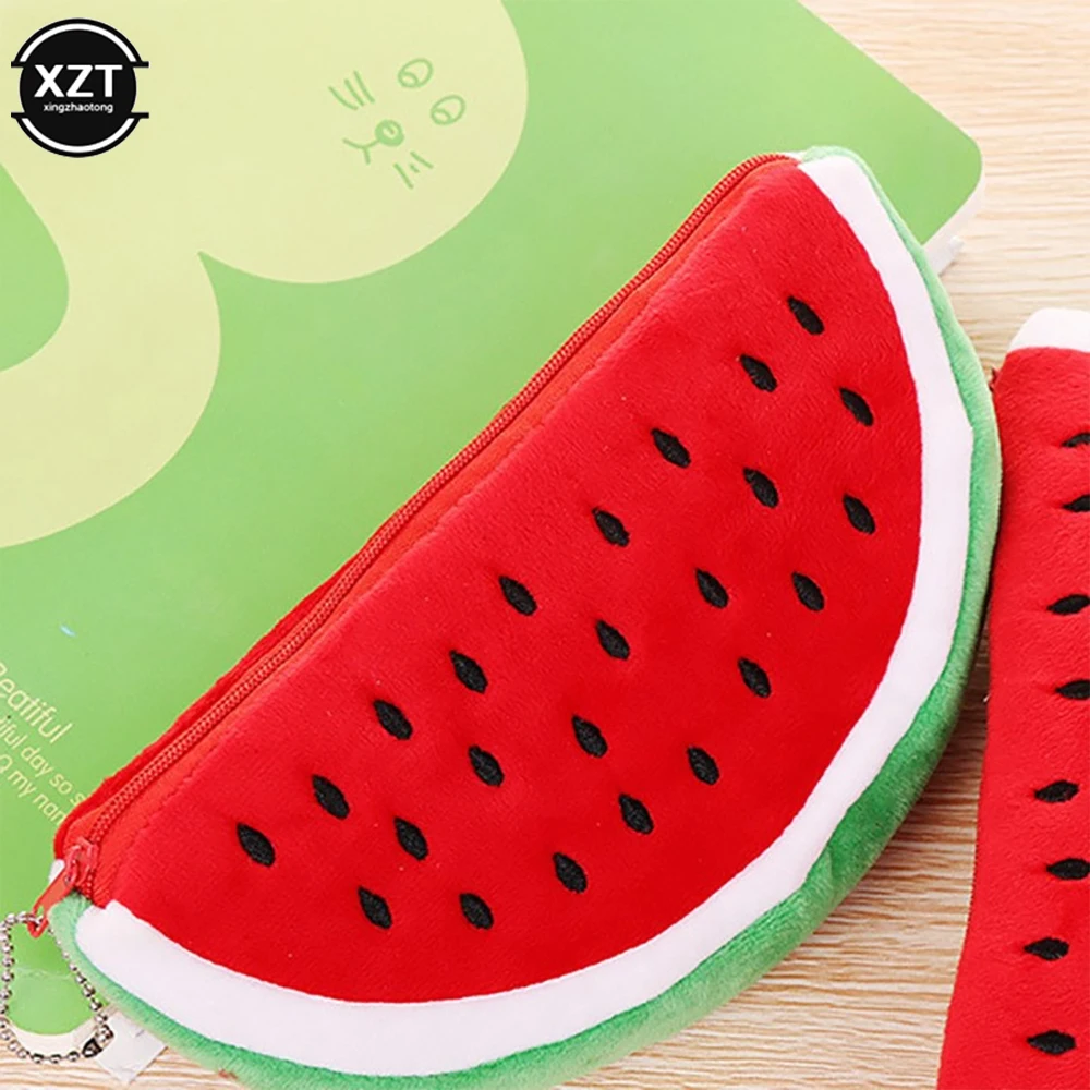 Creative Cartoon Cute Fruit Small Bag Plush Pencil Case Cactus Strawberry Pineapple Watermelon Pencil Pocket