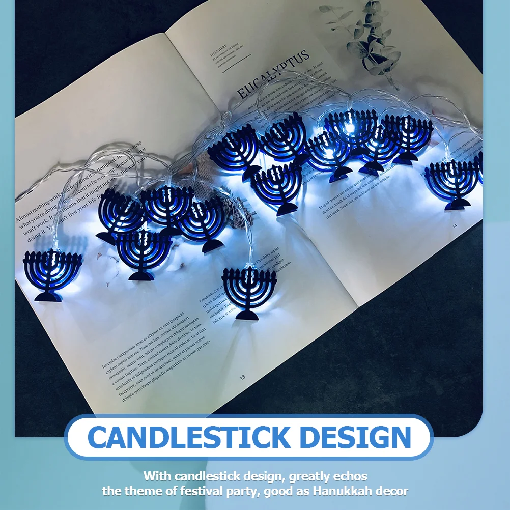 Nueve velas de cadena de luces LED Hanukkah Chanukah centro de mesa decoraciones de fiesta de hadas de Navidad