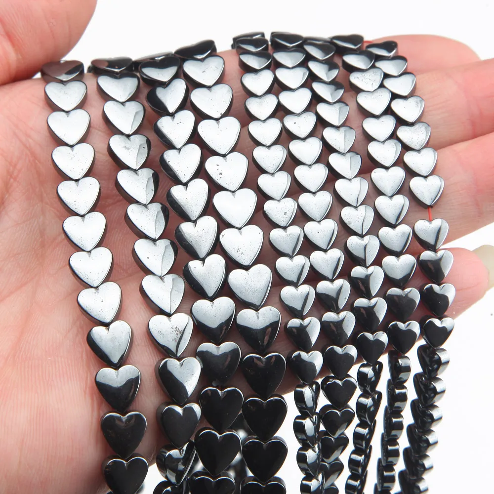 Hematite Stone Heart Beads Charms for Jewelry Making Bracelet Necklace Diy Drop Earrings Supplies Accessories 6/8mm