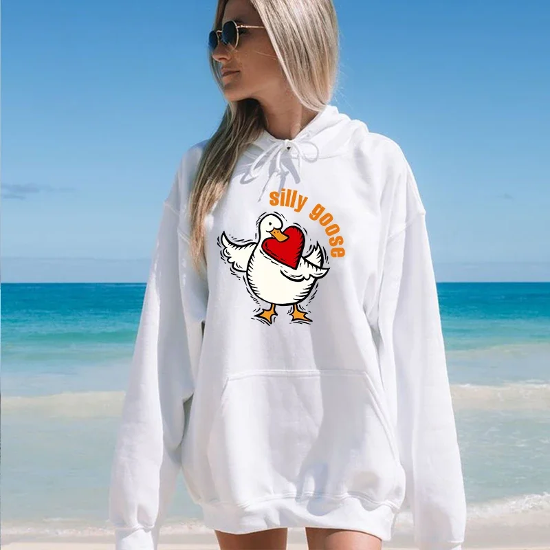 Women's Pattern Sweatshirt Duck Cartoon Style Polyester Loose Fit Suitable For Autumn And Winter Birthday Gifts