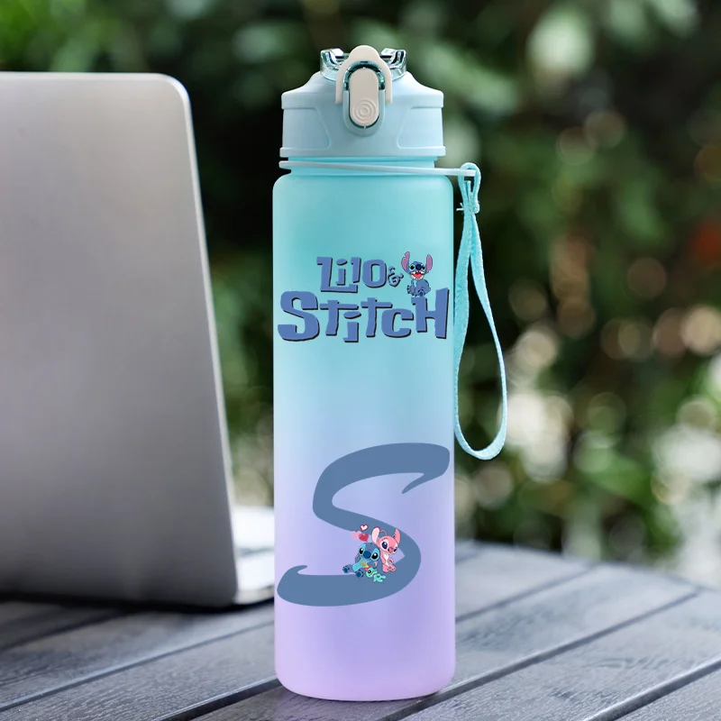 750ML Disney Lilo Stitch Water Bottle Motivational Sport Water Bottle Leakproof Drinking Bottles Outdoor Travel Gym Fitness Jugs