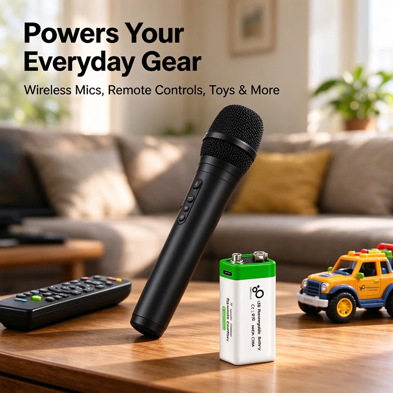 9V 650mAh USB-C Rechargeable Battery 2-Pack 6F22 1.5H Fast Charge 1200 Cycles for Multimeter Mic Remote Control Toy