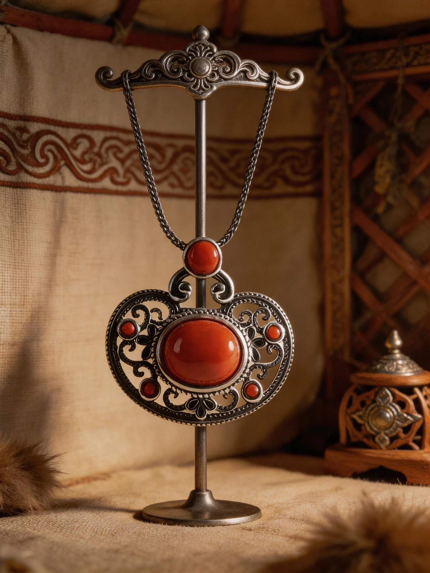 mongke-s925-silver-embedded-natural-south-red-agate-pendant-necklace-ethnic-style-mongolian-wheat-pattern-jewelry-accessory