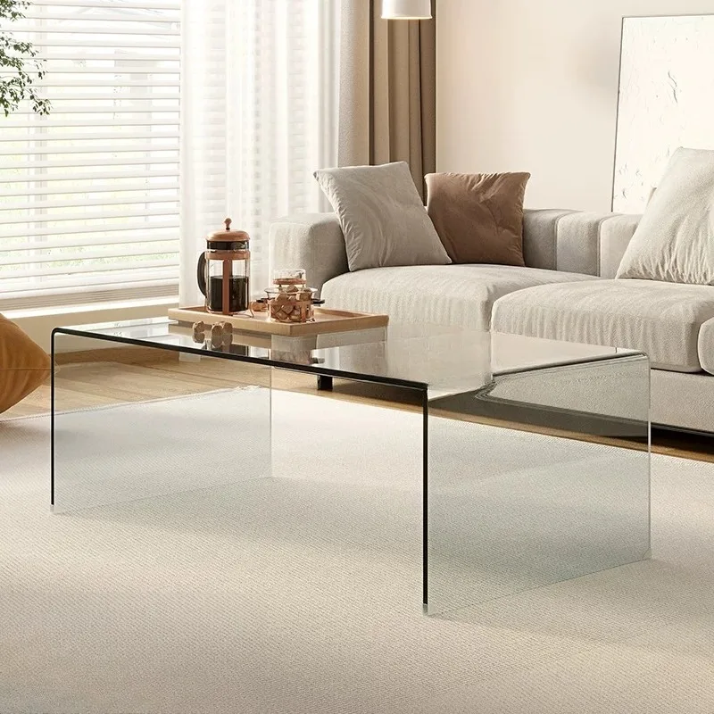 for Glass Coffee Table Living Room Rectangular Minimalist Modern Office Tea Desk