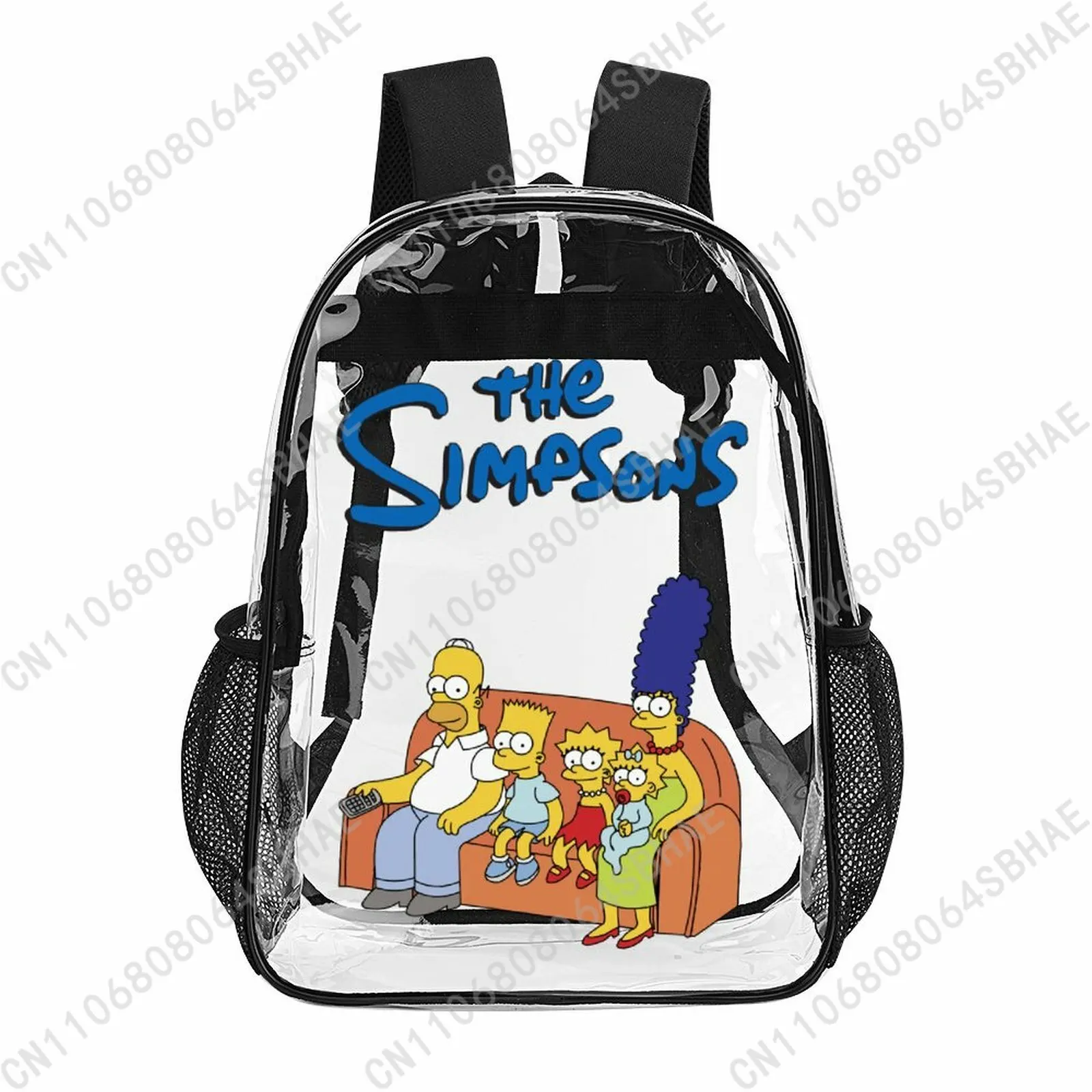 

S-Simpsonss Trendy 17 Inch Clear Backpack for Teenage Girls Boys Personalized Name Transparent School Bag Cool PVC Gifts