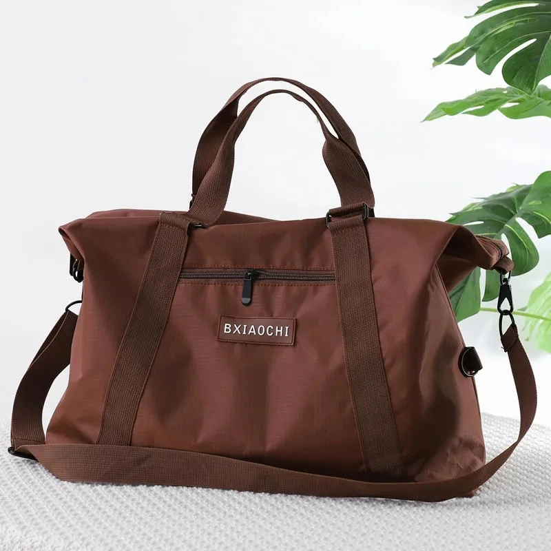 

Solid Color Large Capacity Women Handbag Light Portable Travel Bag for Female Nylon Travelling Duffle Bags Packing Weekend Bag