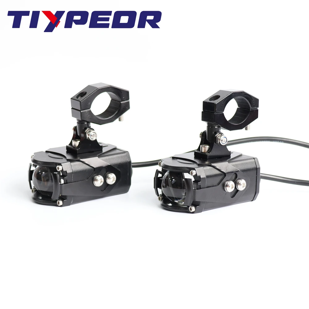 TIYPEOR Wireless Switch Motorcycle Lamp Blue Devil Eye Aluminum Auxiliary Headlight Spotlight Super Bright High Power Fog Lights