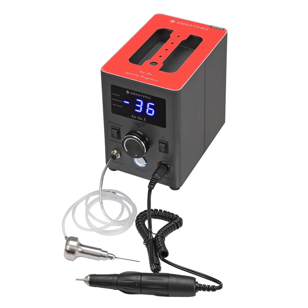 SmartPro Air Do X 2-em-1 Gravador Pneumático e Micromotor 35.000 RPM, Compressor Integrado para Gravação e Cravação de Joias