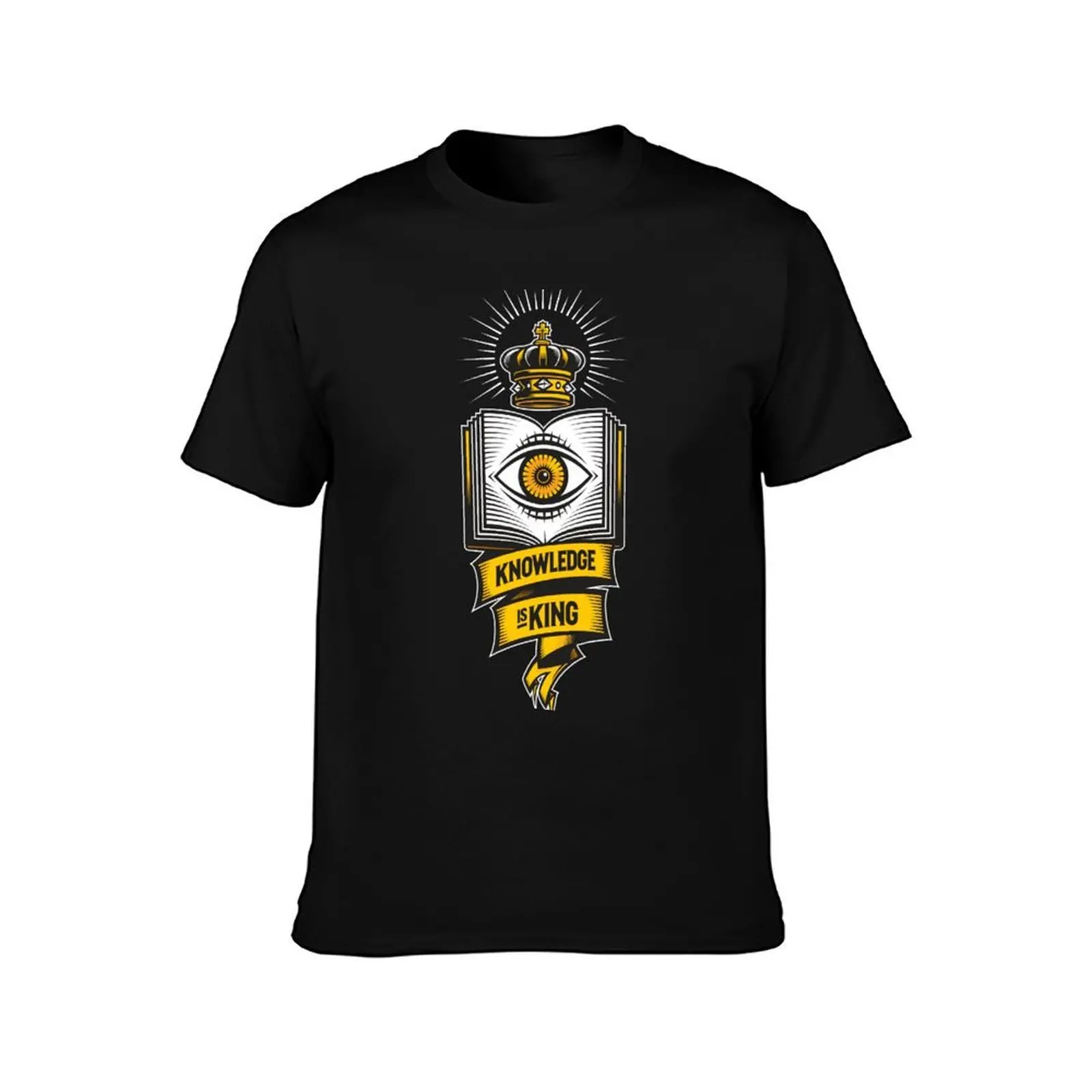 KNOWLEDGE IS KING - BLACK BASE T-Shirt Retro Style Print Casual Top T-Shirt