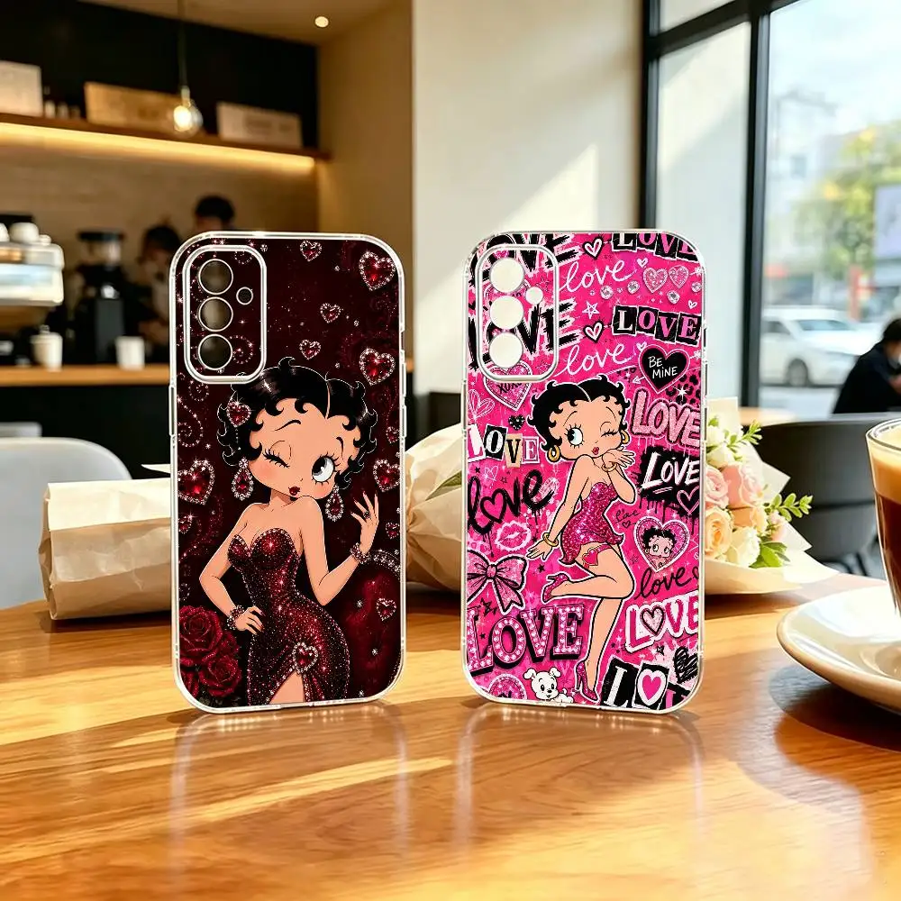 Lovely Cute Cartoon Girl B-Betty  Basic Phone Case For Samsung A71, A70, A52, A51, A40, A30, A20 Transparent Cover