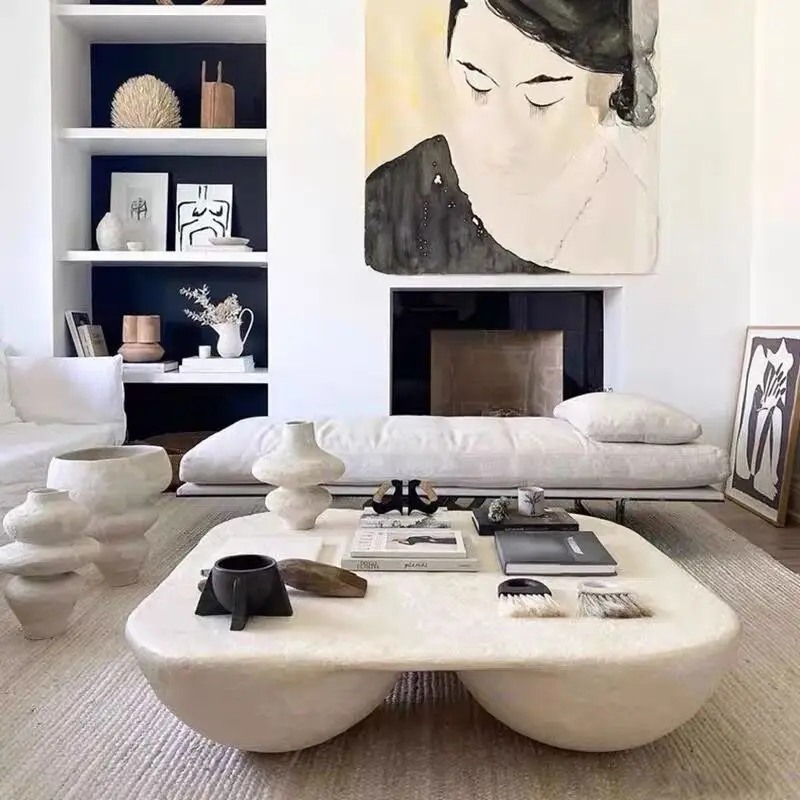 New Fibreglass Quad Coffee Table Modern Tea square Table for Living Room  in White Color