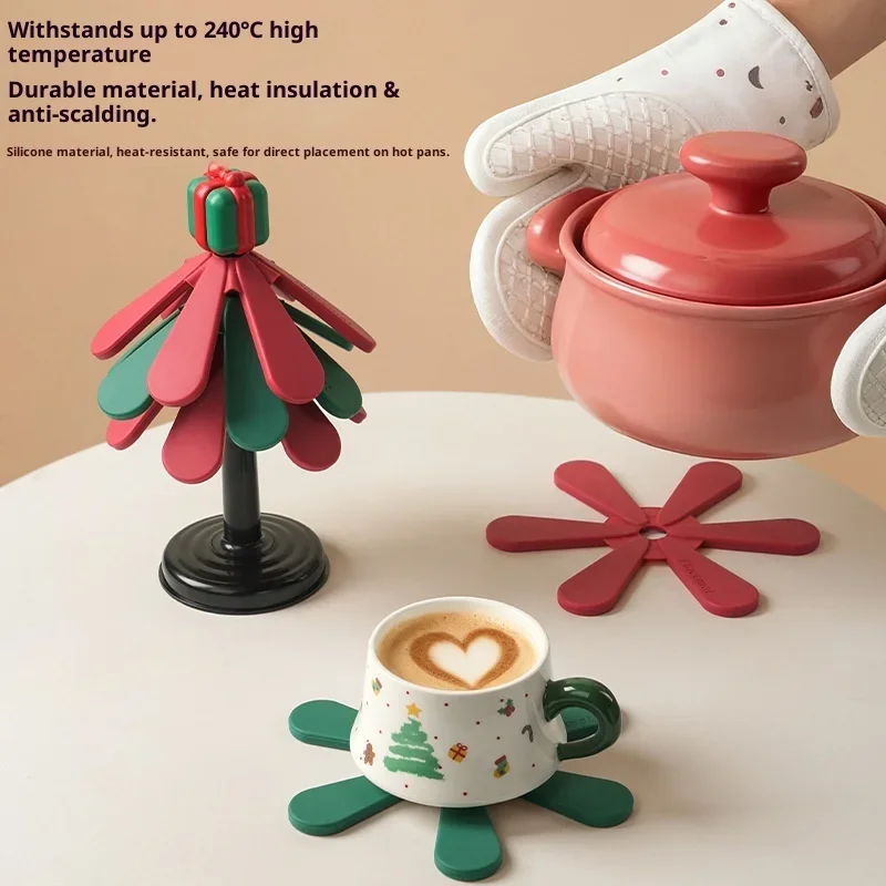 New Christmas Tree Heat-resistant Table Teacup Mats, Household Heat-resistant Foldable Heat-insulating Mats, Pot Mats