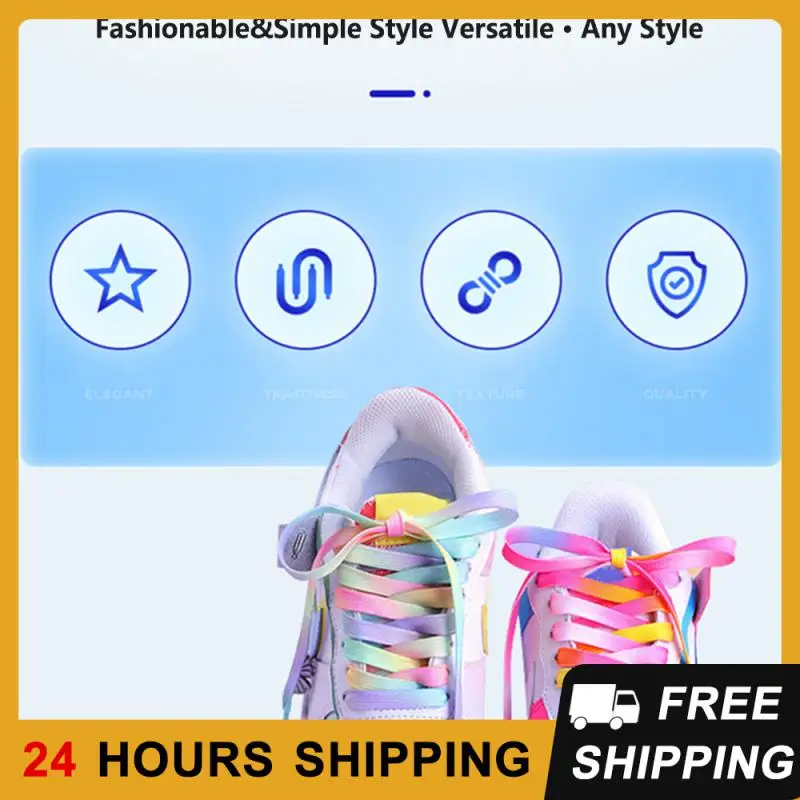 

Colorful Shoe Laces Rainbow Colour Double Shoelace Gradient For Kids Adult Elastic Shoestring Shoe Rope Print Casual Shoe String