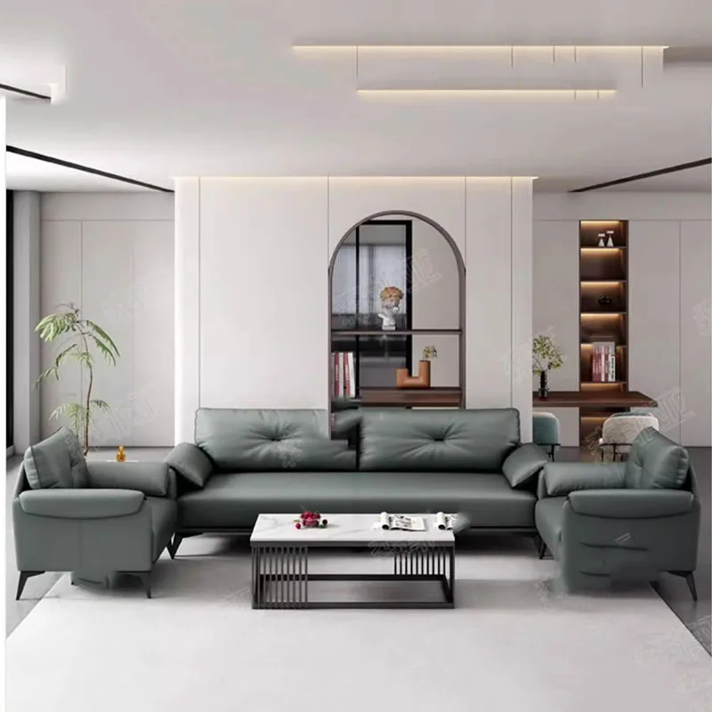 

Library Sponge Living Room Sofas Floor Classic Leather Minimalista Sofas Waterproof Armchair Divani Soggiorno Nordic Furniture