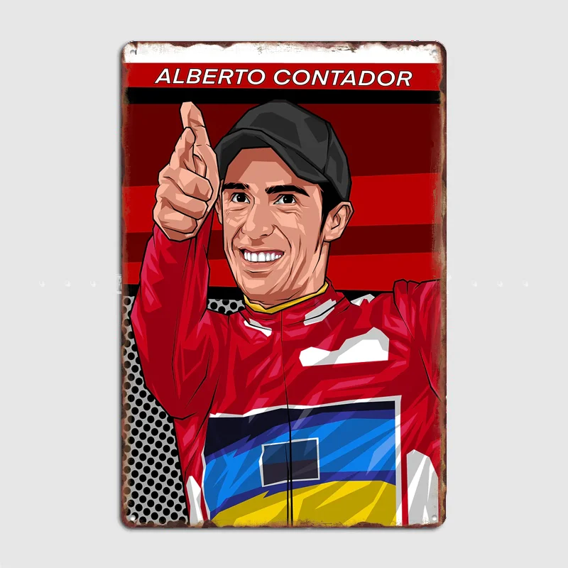 Alberto Contador Cycling Portrait Poster Retro Custom Sign Club Bar Indoor Wall Vintage Posters Room Decoration Home Decor