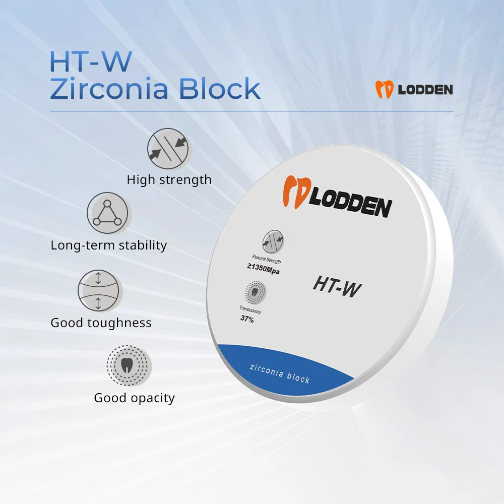 

Блок из диоксида циркония Lodden HT-W Open System, 98 мм, 10-25 мм, белый, для CAD/CAM систем, материалы для зуботехнической реставрации