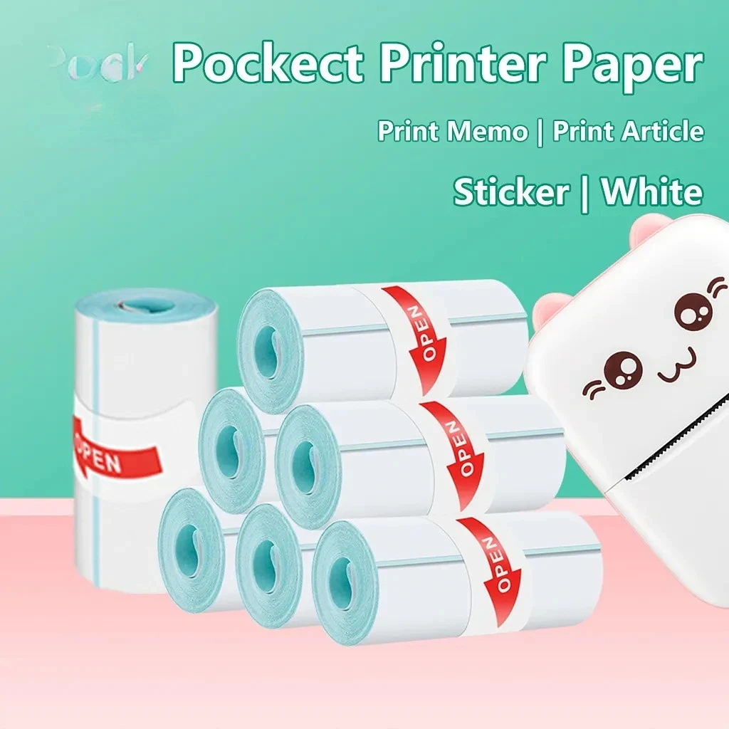 Print Paper Mini Portable Thermal Printer Paper Sticker White Thermal Paper Photo Pocket Thermal Printer 57mm Printing Paper