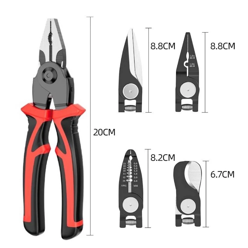 Electrician Wire Stripper Multifunctional 5-in-1 Pliers with Multi-use Conversion Head Multi-head Design Sturdy and Reliable