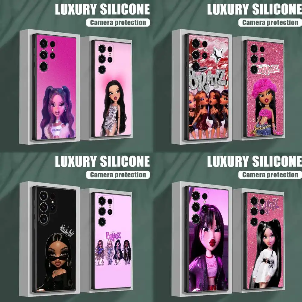 

Fashion B-Bratz Doll Phone Case For Samsung S25,S24,S23,S22,S21,S20,S10,Ultra,Plus,Lite,FE,Soft Silicone Black Cover