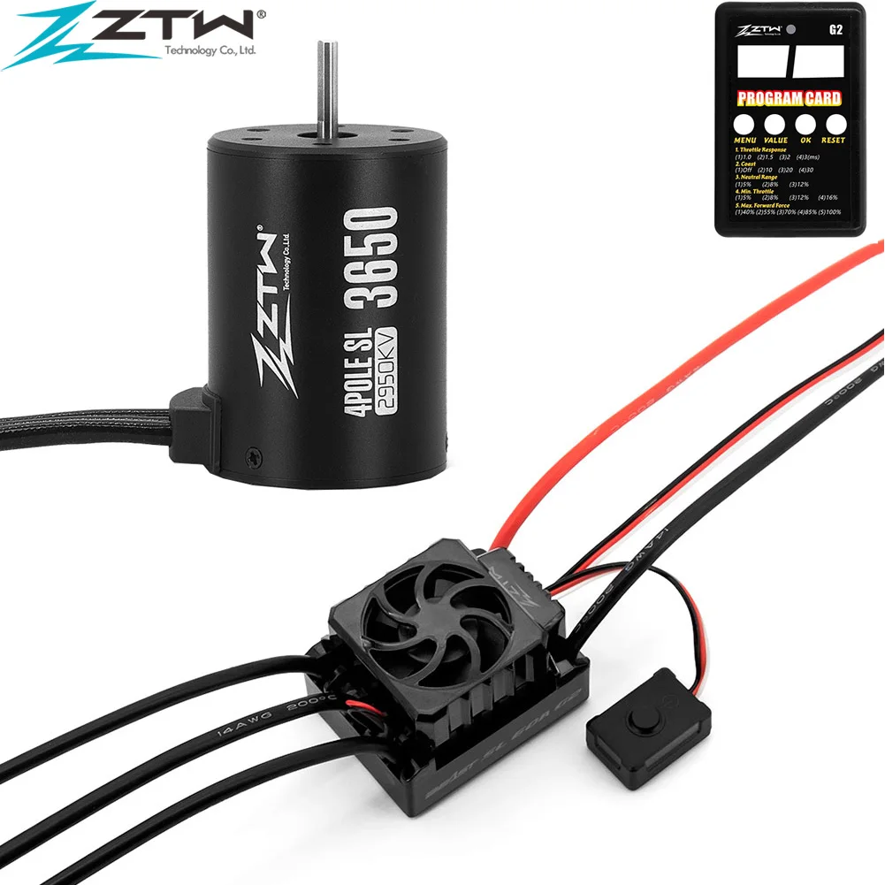 ZTW 32-Bit Beast SL 50A/60A ESC G2 Waterproof 2-3S 6V/3A BEC Brushless Motor 3650  Combo w/ Card For 1/10 RC Car RTR Buggy Truck