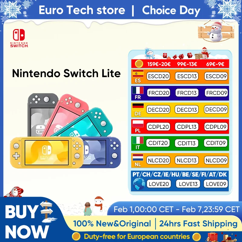 Console de jeu portable Nintendo Switch Lite, légère et portable, contrôleur Joy Con intégré, option multicolore