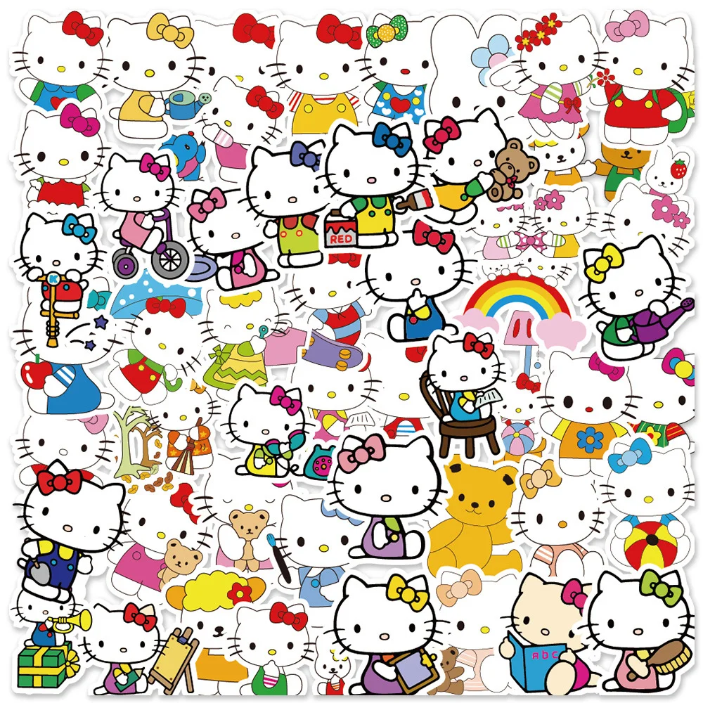 

10/30/50pcs Cartoon Hello Kitty Stickers Kawaii Girls Decals DIY Graffiti Scrapbooking Guitar Suitcase Laptop Kids Sticker Toys