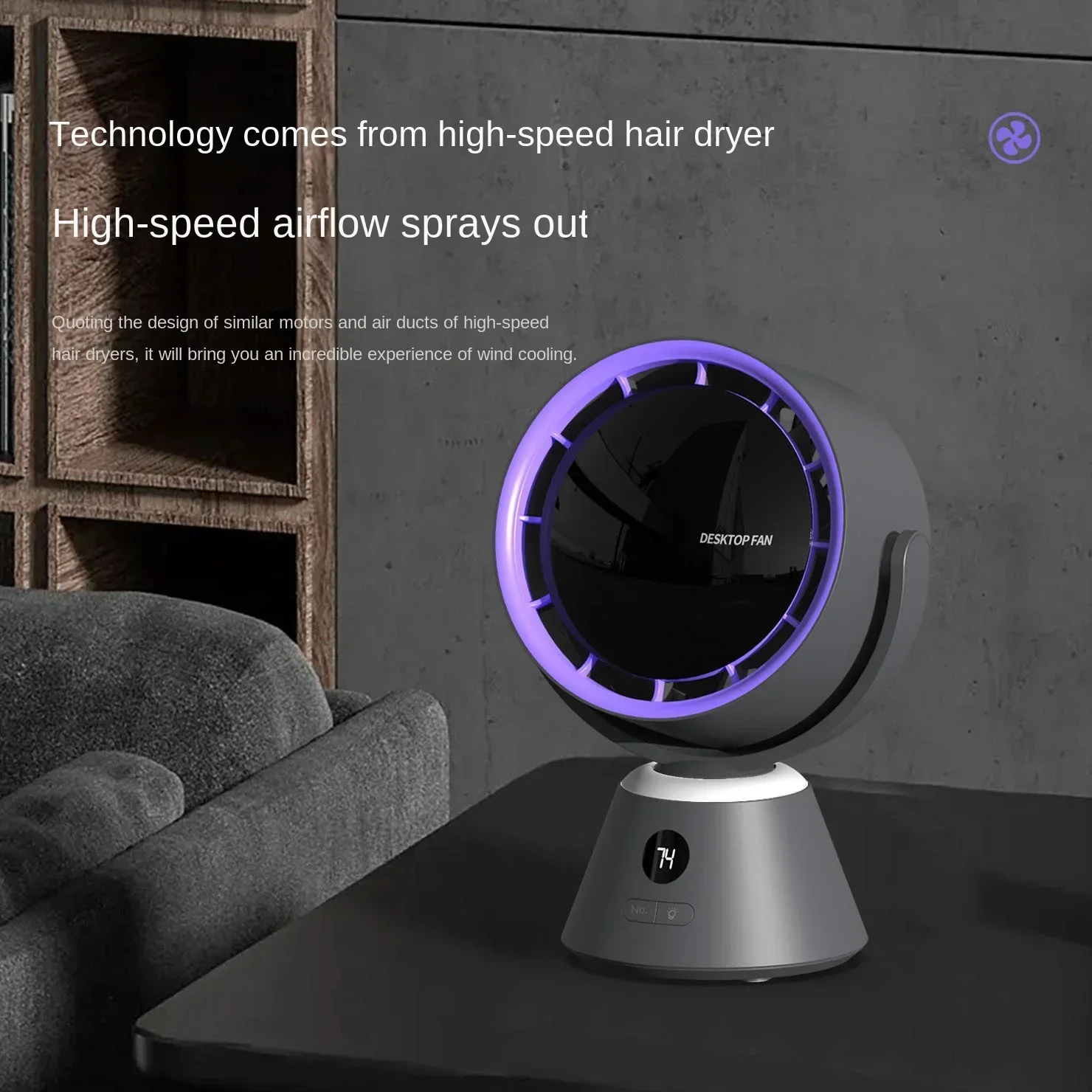 데스크탑 소형 선풍기 USB 홈 스마트 디지털 디스플레이, 미니 전기 선풍기, 사무실 데스크탑 야간 조명 선풍기, 여름 신제품