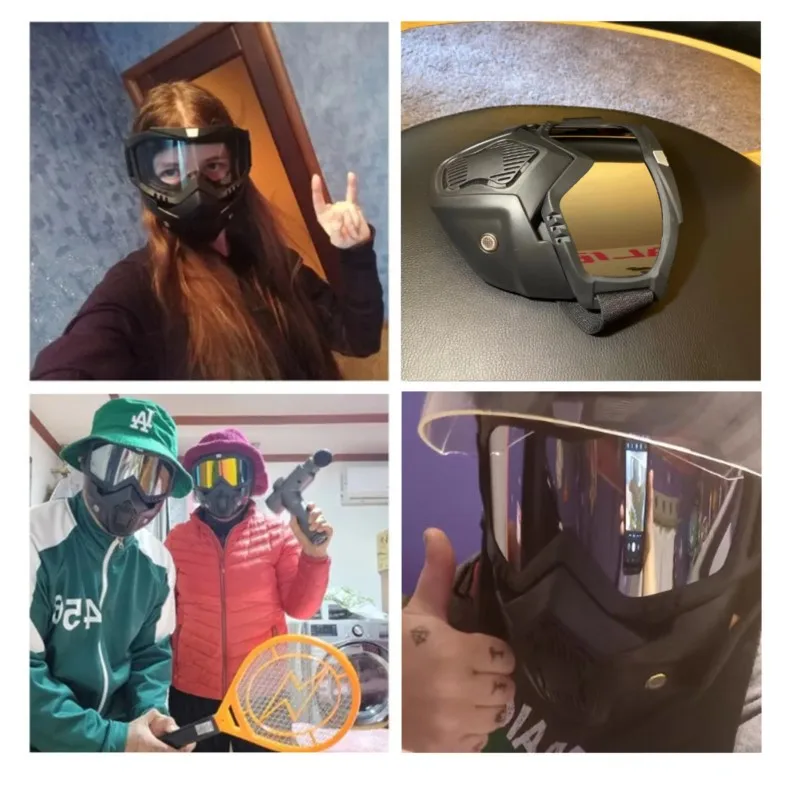 Outdoor Wind Block Full Face Protector, Anti-Glare Ski Goggle Lenses, Dirt MX Bike Face Guard, MTB Off-Road Sport Mask view 3