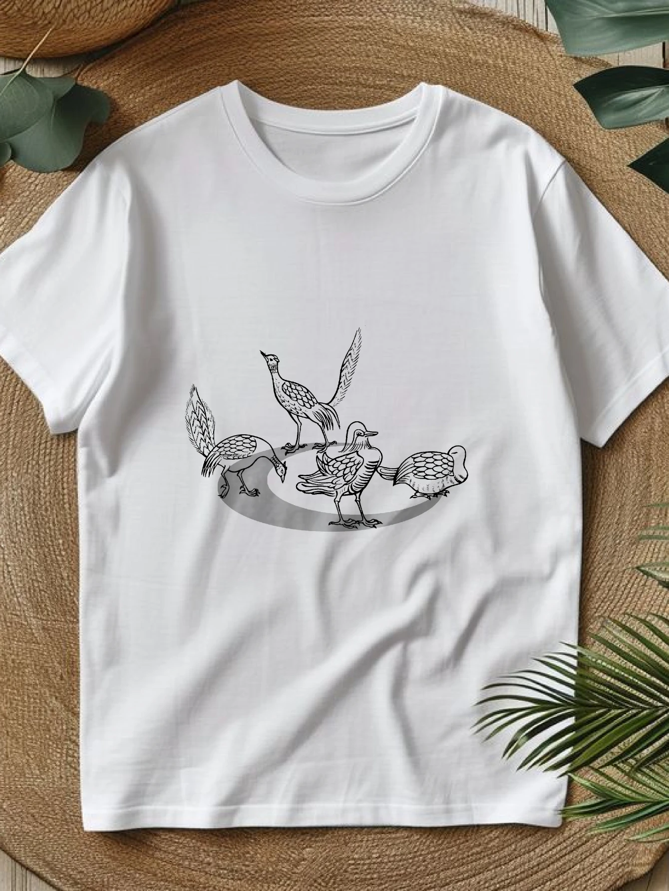 

Women's T-shirts Chinese style t shirt for women Hip-Hop Halloween Casual 100% cotton Birds Walking In Line printed tee y2k t