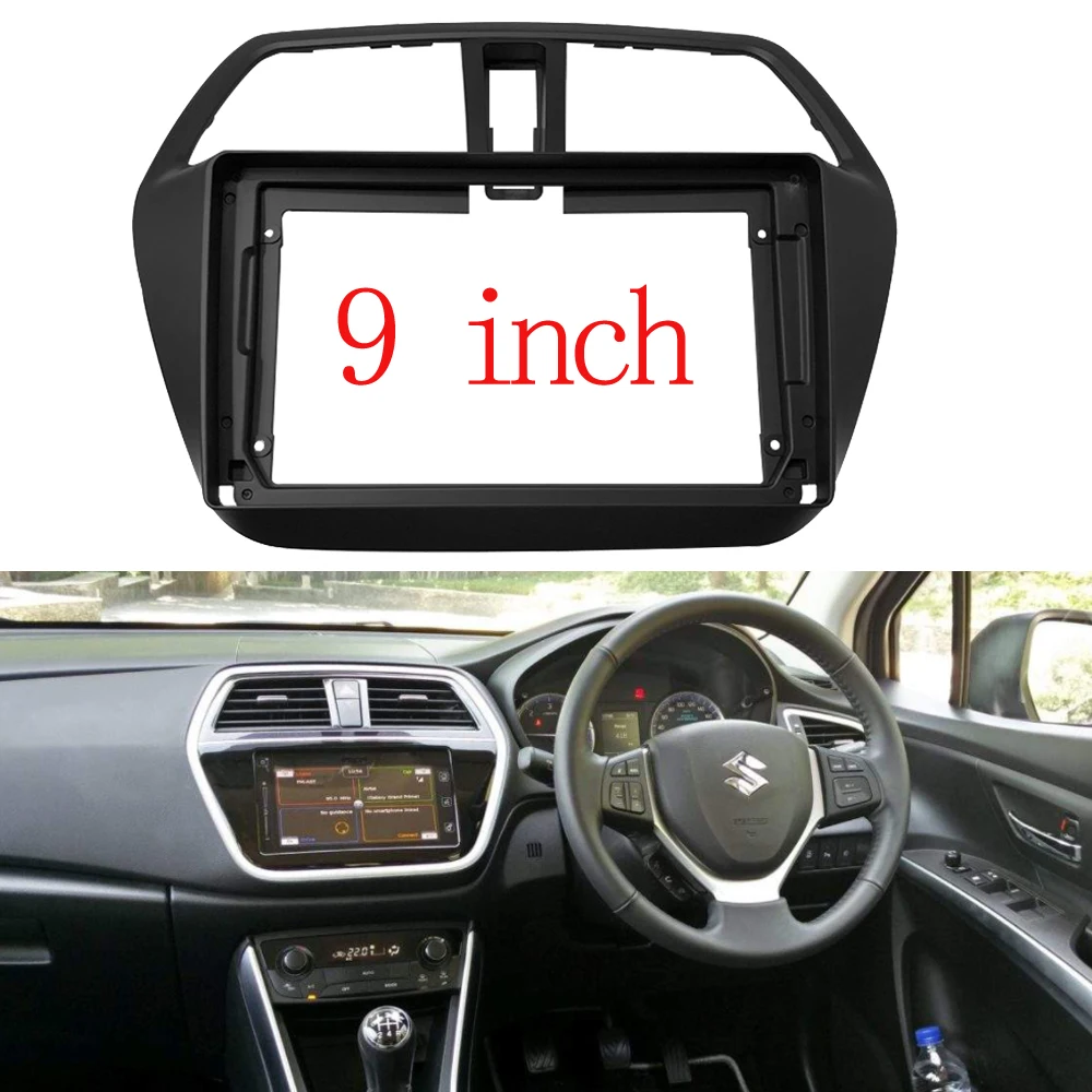 HAOCHEN 2 DIN 9 Inch Car Frame Fascia Adapter For Suzuki S-cross SX4 2014-2017 Android Radio Dash Fitting Panel Kit