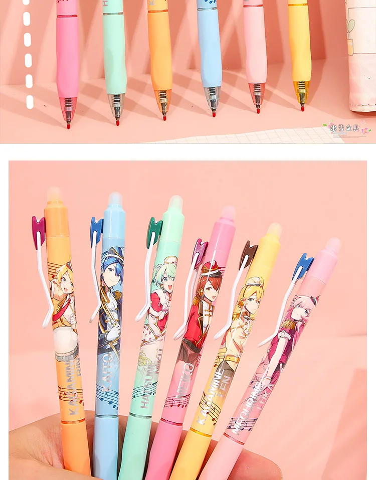 6 قطعة جديد ل Miku قابل للمسح هلام القلم 0.5 مللي متر طالب محايد الكرة القلم مكتب اللوازم المدرسية القرطاسية هدية الكريسماس