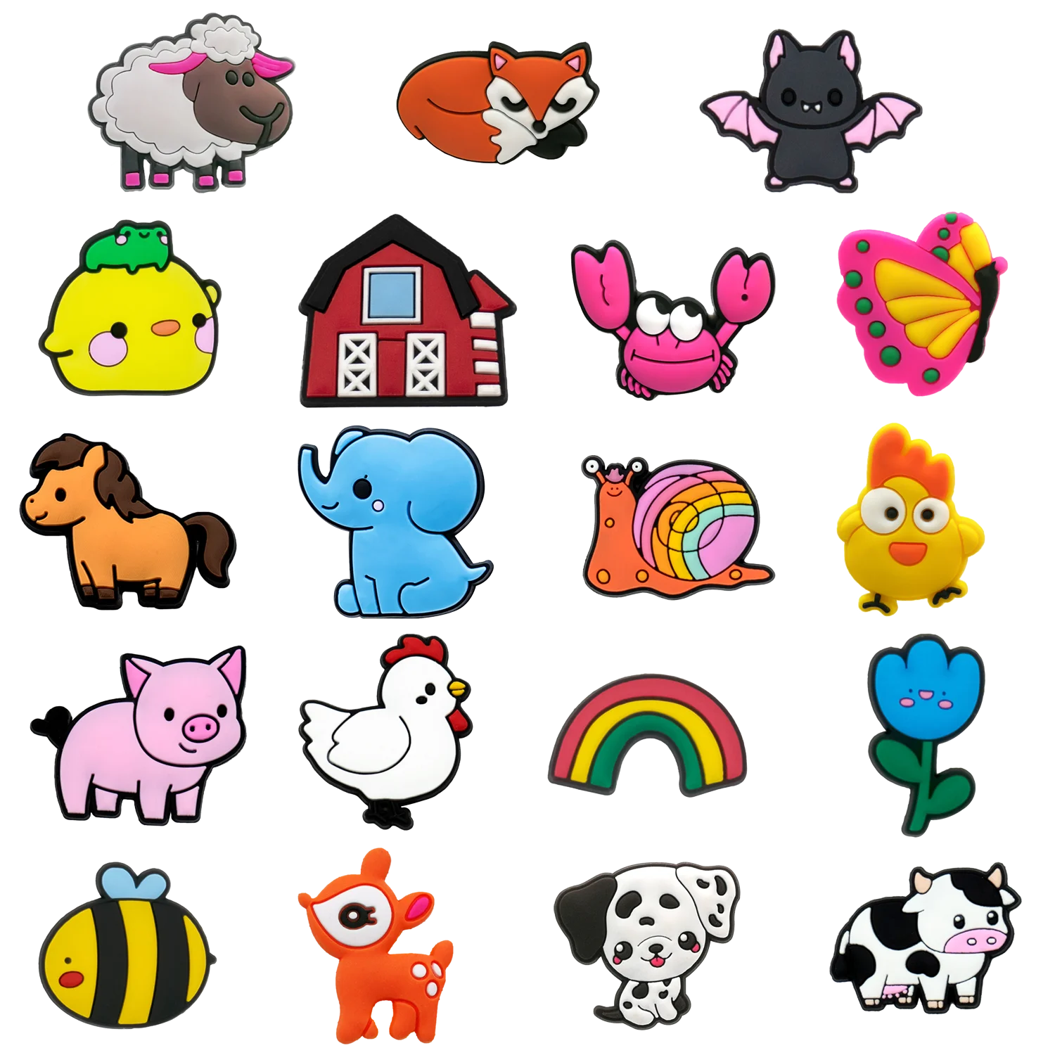 1 Stück niedliche Tiere Schuhanhänger Zubehör Schwein Huhn Schaf Elefant Schuhdekoration Fuchs Fledermaus Clog Pin für Frauen Grils Geschenk