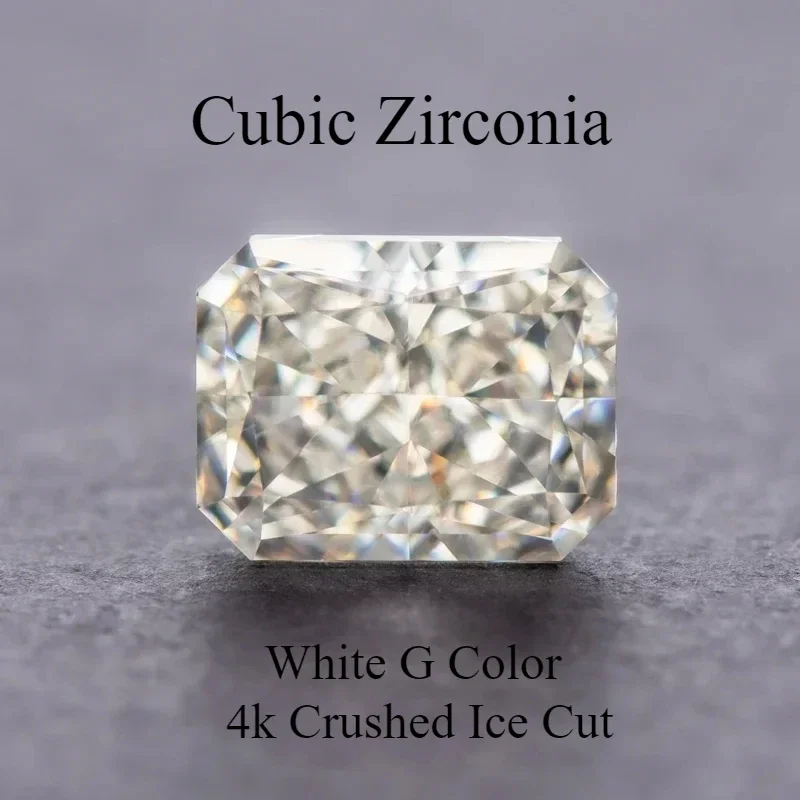 

Cubic Zirconia Radiant Shape White G Color 5A Grade 4k Crushed Ice Cut Loose Charm Beads for DIY Necklace Earrings Main Material