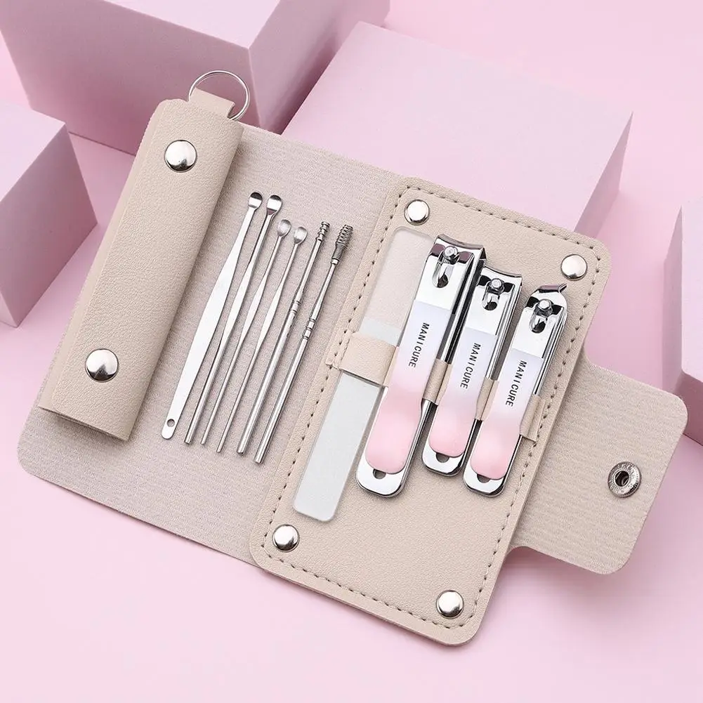 10 pièces ensembles de manucure portables Kits de pédicure ensemble d'ongles outils de soins personnels tondeuse outils de soins de pédicure choix d'oreille, cadeaux de soins à domicile