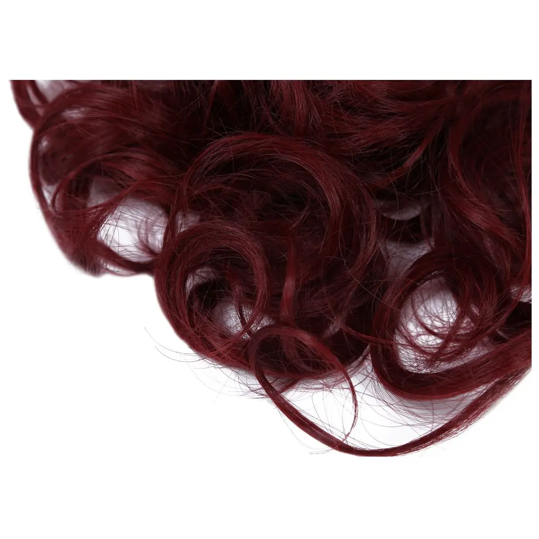 Long Ponytail Clip in Hair Tail Colored Curly Body Wave Hair Extensions Highlight Weft High Temperate Fiber Wine Red