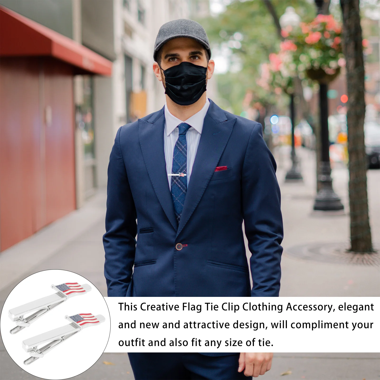 

2pcs Tie Clips For Men Metal Suit Accessory Durable Plated Necktie Clasp For All Size Ties Mens