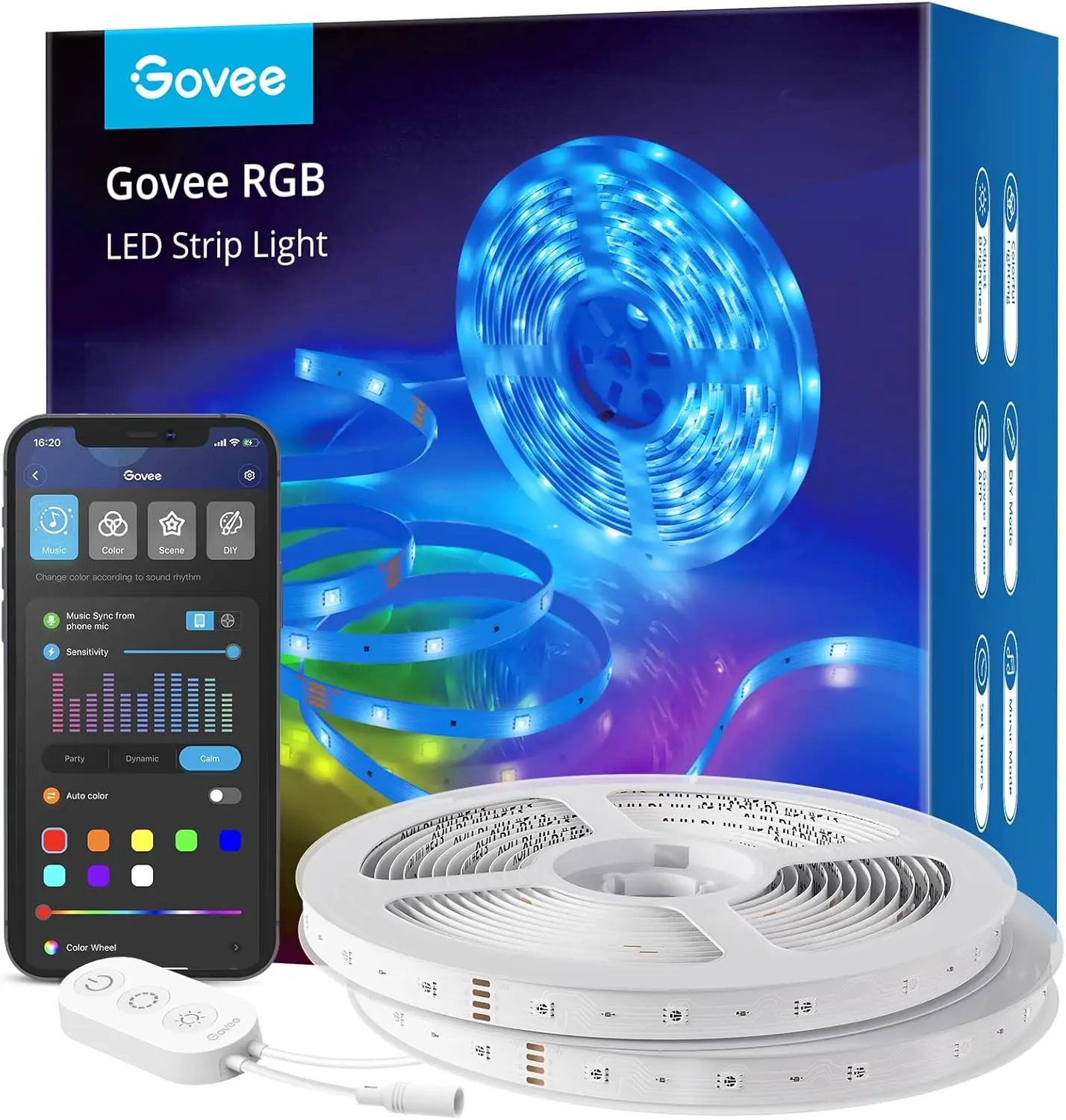 

100ft WiFi RGB LED Strip Lights with Alexa & Google Assistant, 64 Modes Music Sync for Bedroom Home Decor