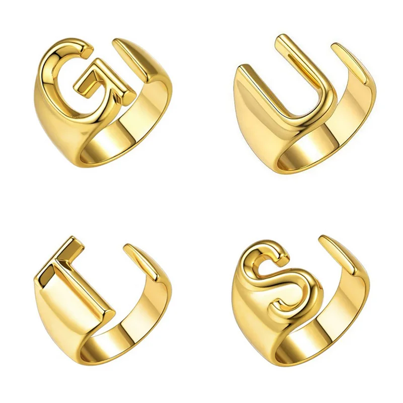 4pcs/set Letters GUTS Punk Gold Silver Color Ring for Women Men Adjustable Fashion Party Jewelry Accessories Gifts