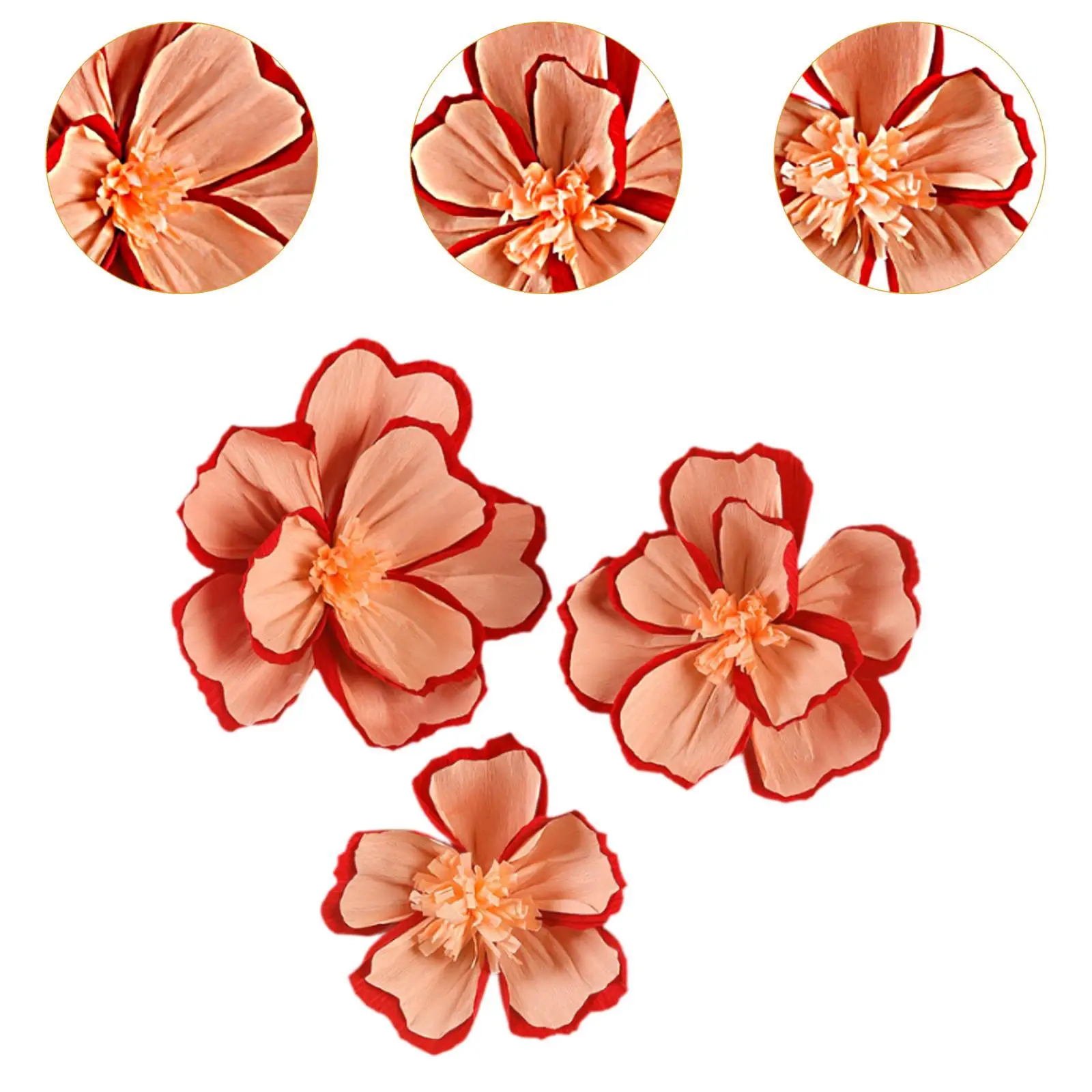 3x ดอกไม้กระดาษ Wall Decor DIY Crafting โครงการพื้นหลัง 3D งานแต่งงานตกแต่ง Crepe ดอกไม้กระดาษสําหรับเจ้าสาว