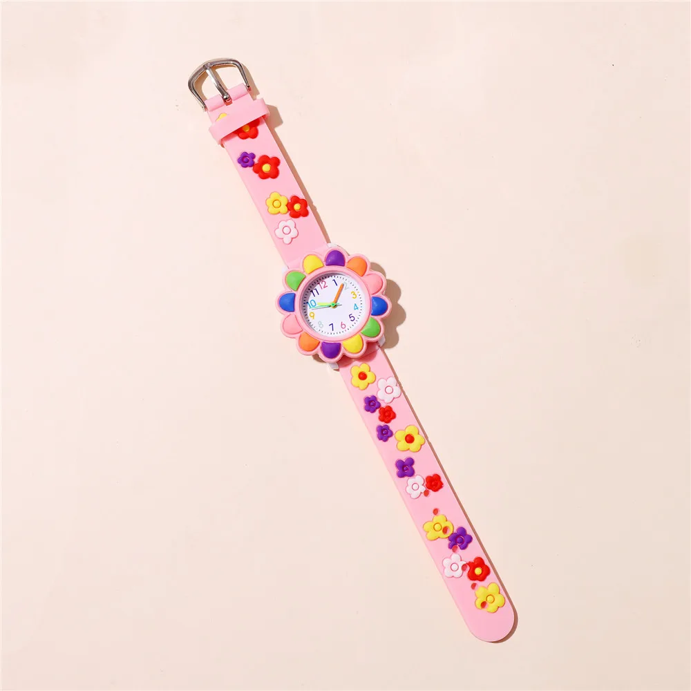 Colorful Sunflower Flowers Watch For Children Kid Girls Gift Pink Wristwatch