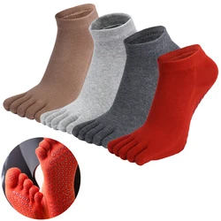 2 Pairs Women Yoga Socks Cotton Non-Slip Grip Breathable Pilates Socks Comfortable Solid Color 5-Toes Fitness Sport Floor Socks