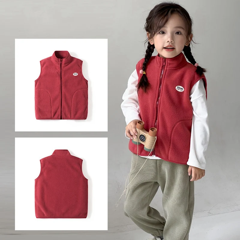 Autumn Winter Children Boys Girls Warm Polar Fleece Waistcoats Sleeveless Jacket Vest Coat Kids Outerwear Children's Vest